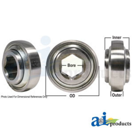 A & I PRODUCTS Bearing, Ball; Spherical, Hex Bore, Pre-Lube 3" x1.5" x1.5" A-205KRRB2-I